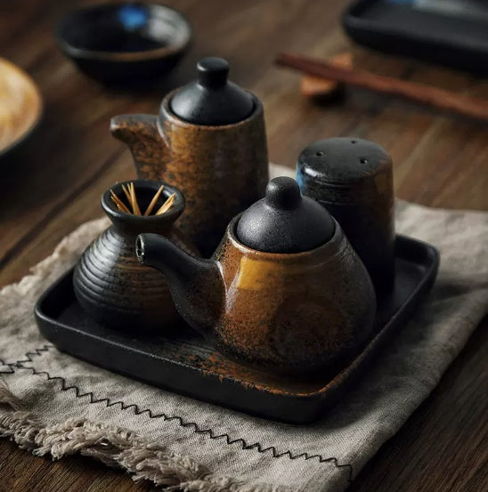 Set Japonez Premium din Ceramică – 5 Piese pentru Condimente